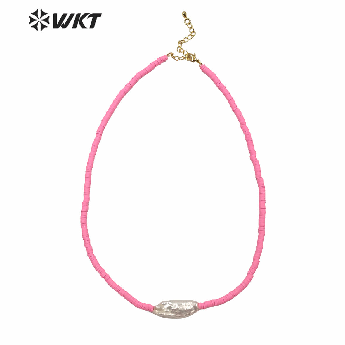 WT-JN126 WKT 16 Inch Long Hand Make Strand Pearl Necklace Lady Summer Hot 4mm Resin Beads Choker Pearl Necklace for Wedding