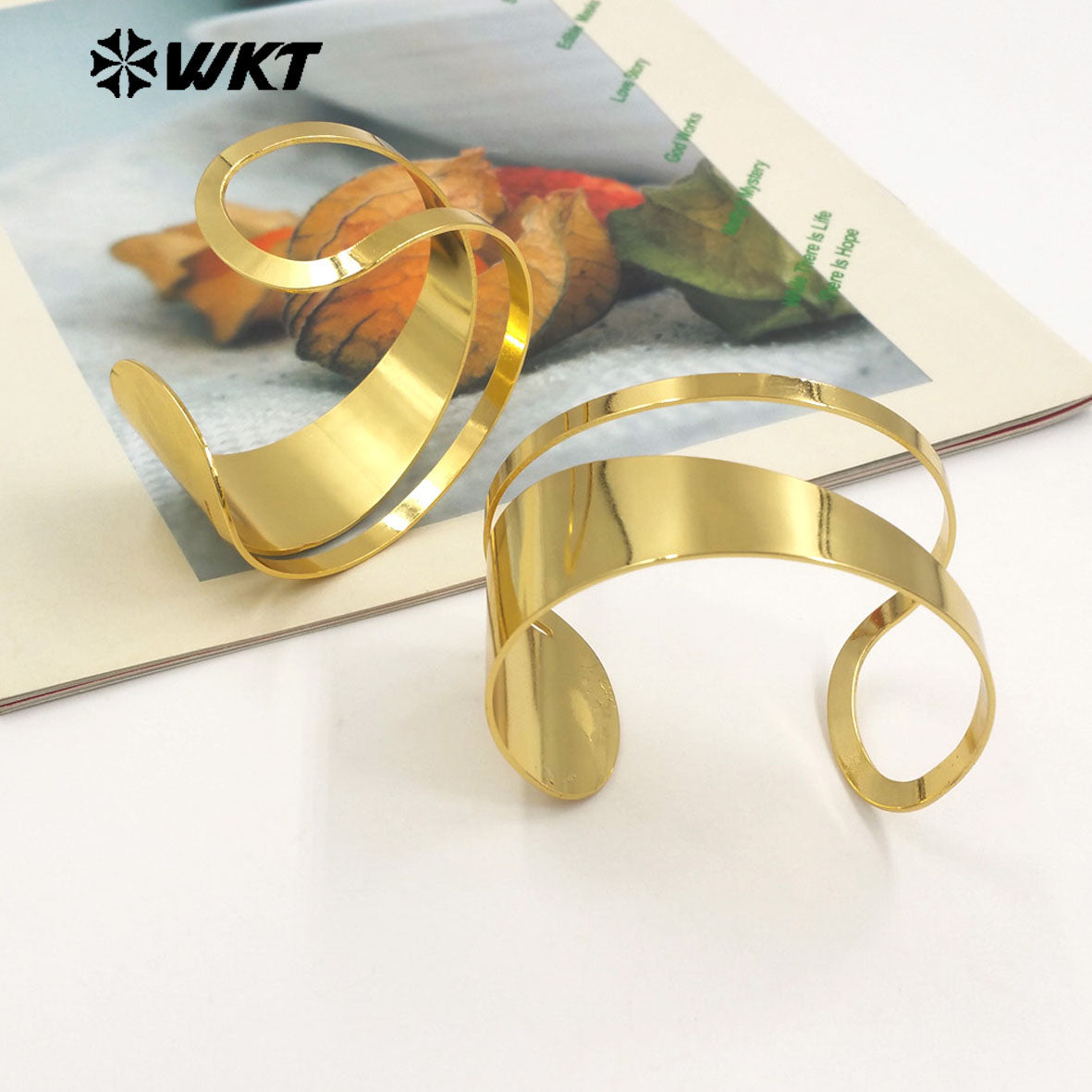 WT-B666 Uniquely Designed Adjustable 18k Real Gold Plated Natural Yellow Brass Bracelet Can Be a Special Gift for Men or Women