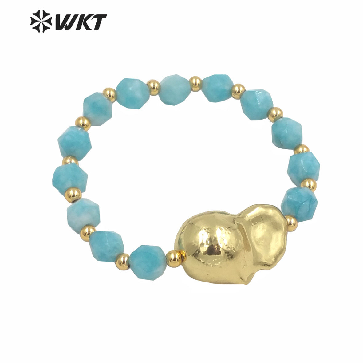 WT-MPB024 Wholesale Gold Electroplated Stone Beads Bracelet Full Gold Dipped Baroque Pearl Stone Bracelet for Women