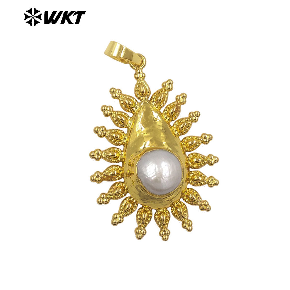 WT-JP437 Wholesale Unique Design Waterdrop Shape 18K Gold Plated With Natural Freshwater Pearl Pendant Women Necklace DIY