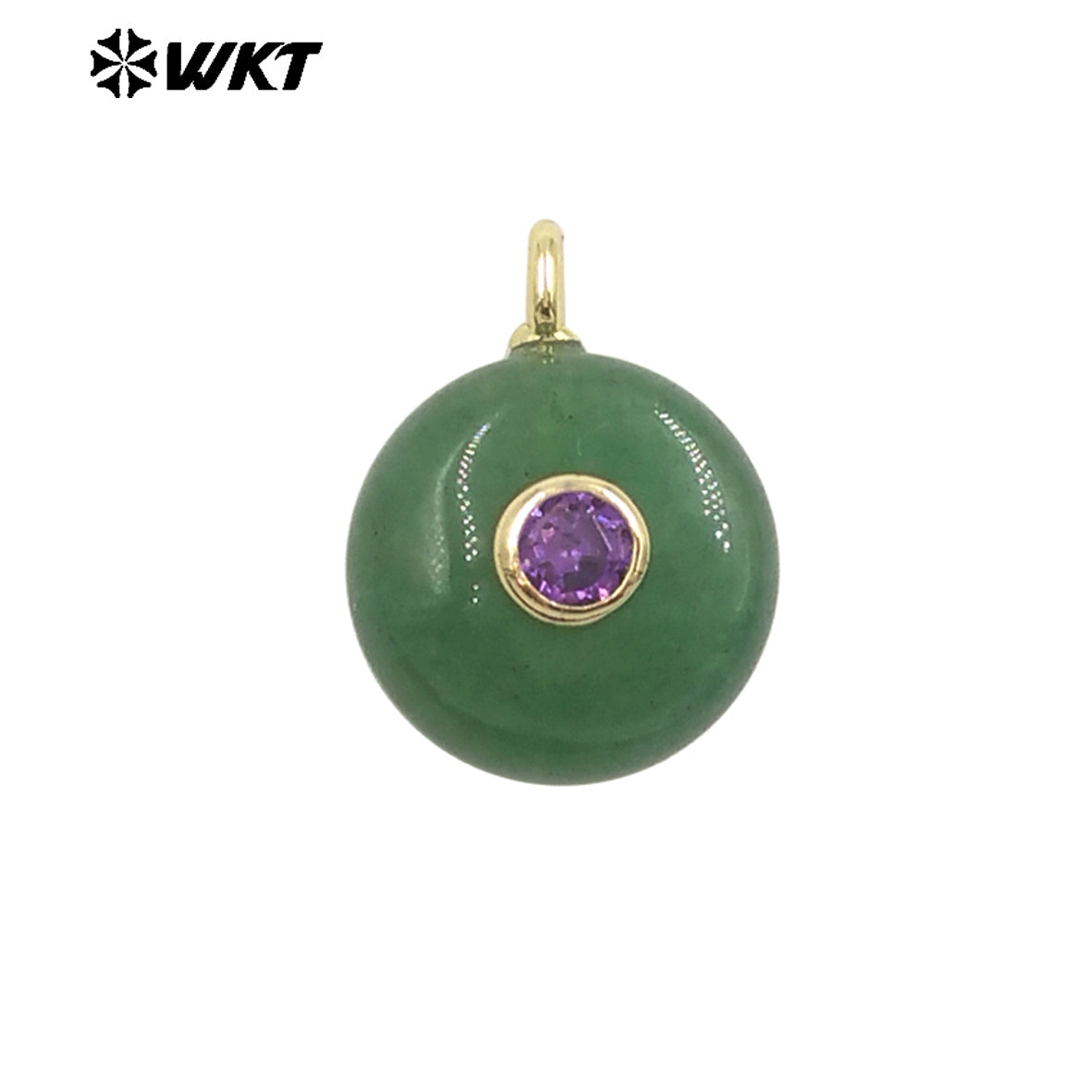 WT-P2024 Wholesale Multi Color Round Natural Gemstones Setting In Zircon Little Pendants For Exquisite Necklace Making