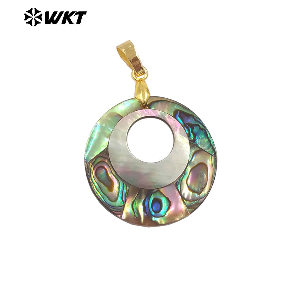 WT-JP429 Wholesale Good Quality Natural Abalone Shell With Hole Round Charm Pendant Fashion Design Jewelry Accessories