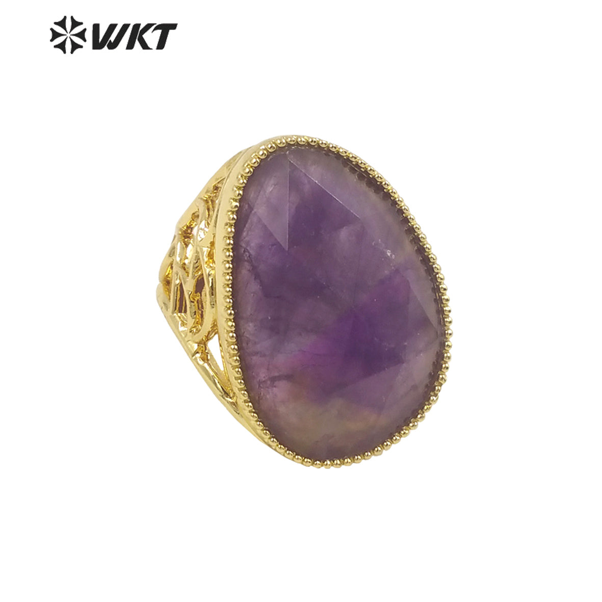 WT-R487 WKT Fashion Design Trendy Gift for Women Oval Shaped Colorful High Quality Gorgeous Natural Gemstone Stone Ring