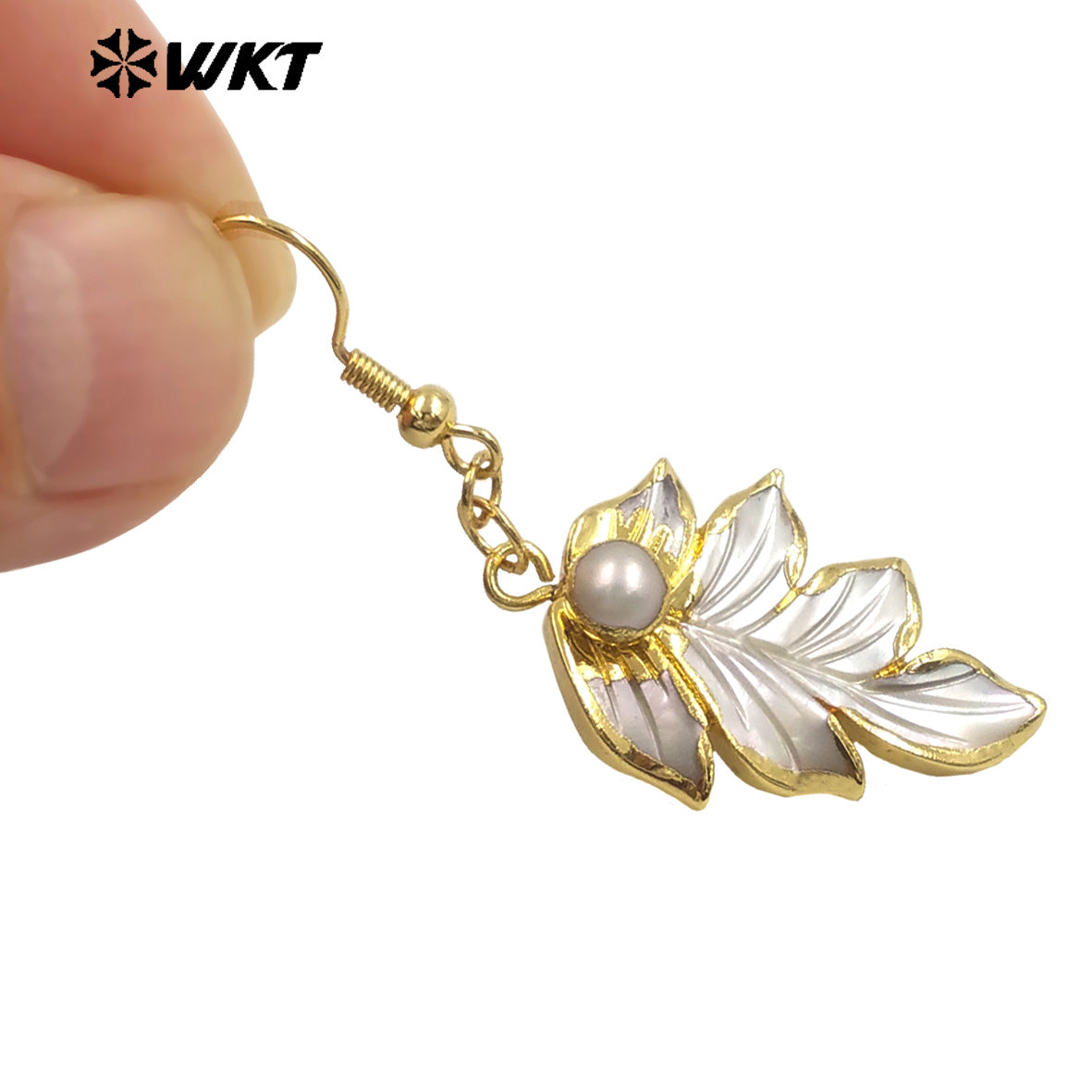 WT-MPE143 Charming 18K Gold Plated Natural Pearl Women Long Earrings for Work Daily Decorative Jewelry Finished As Special Gift
