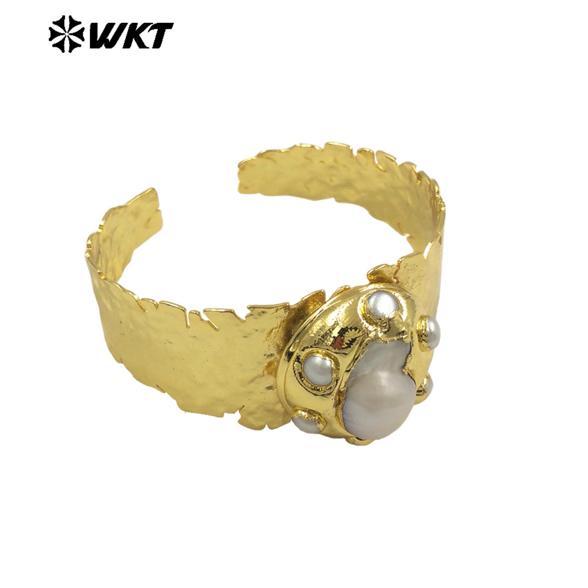 MPB122 Wholesale New Design Vintage Style Natural Big Baroque Pearl Cuff Bracelet Adjustable Size 18K Gold Plated Women Jewelry