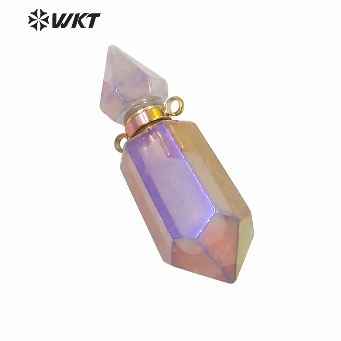 WT-P1592 WKT Exclusive Newest Natural Light Purple Stone Double Loops Aura Spirit Quartz Essencial Oil Stone Pendant As Gift