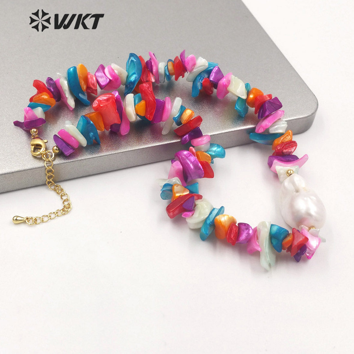 WT-JN183 Wholesale Fashion Populared Vintage Irregular Shell Beads Baroque Pearl Necklace Women Hand Strand Beads Shell Necklace