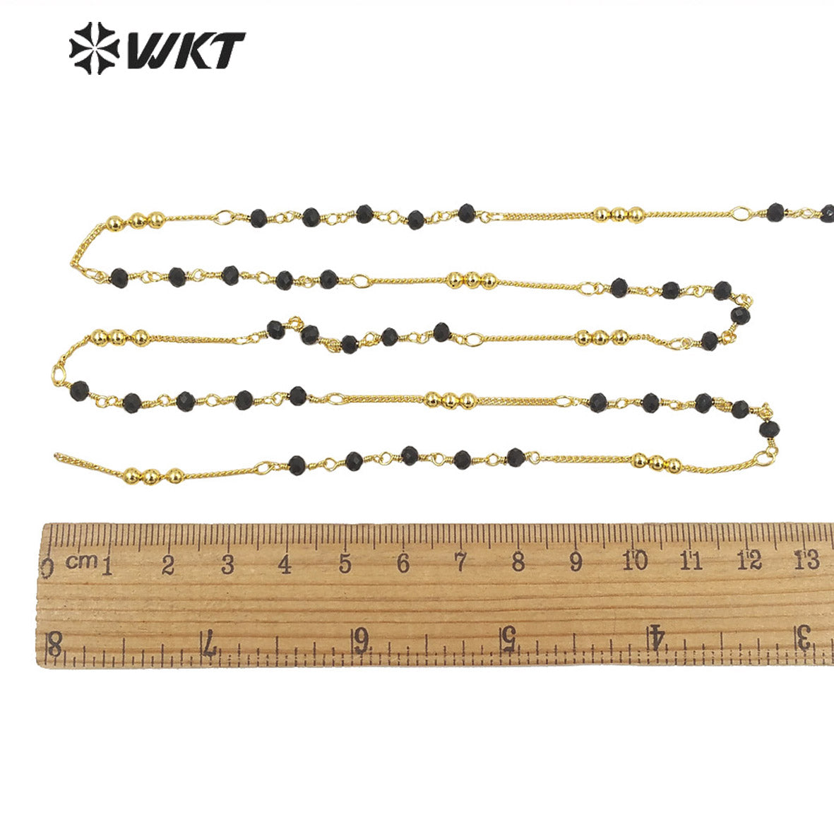 WT-RBC194 Wholesale New Black Beads Link Chain Sell by Meter 18k Real Gold Plated Jewelry Findings Chain for Necklace Design