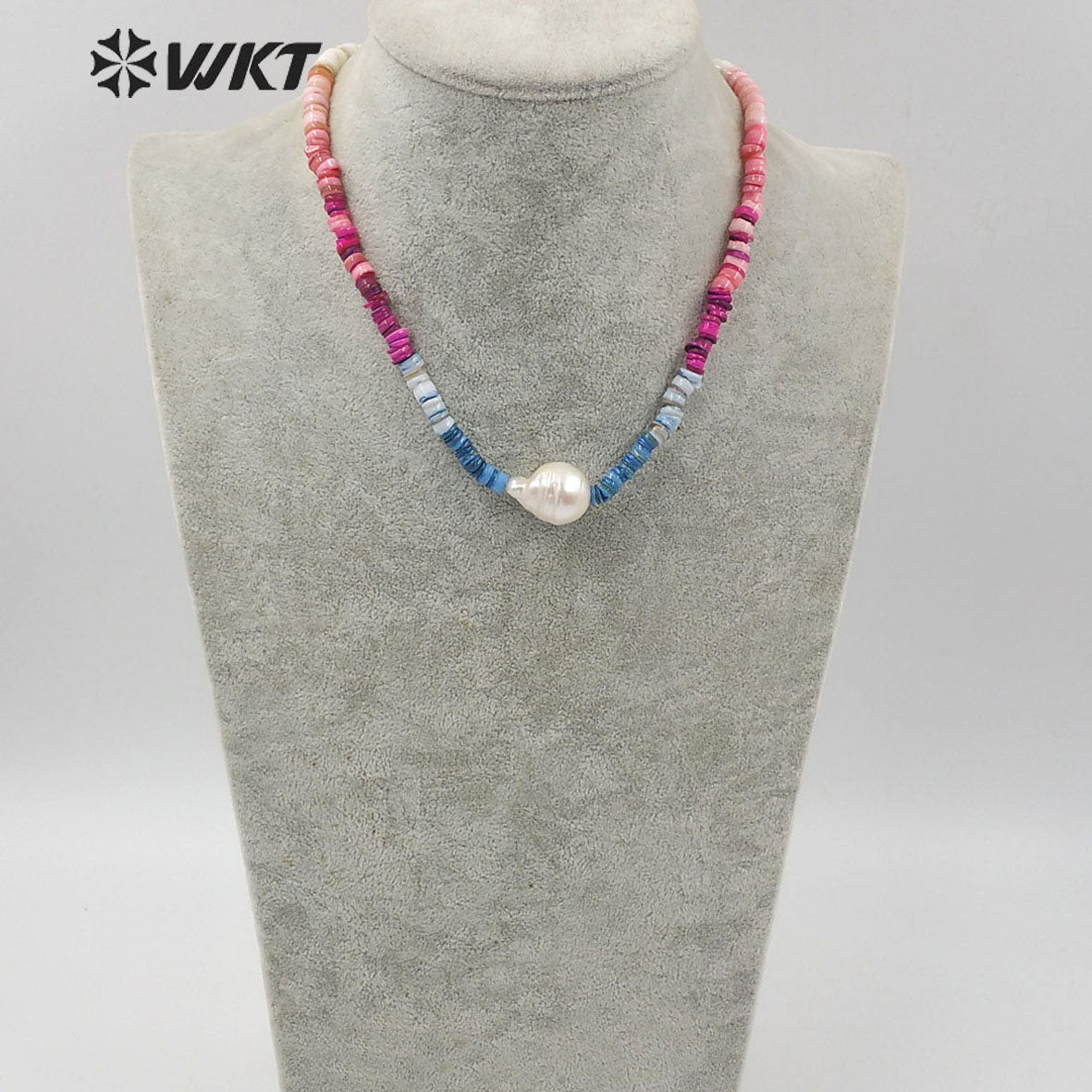 WT-JN114 Amazing Colorful Shell Beads and Baroque Pearl Necklace Stylish Charm Natural Pearl and Shell Necklace