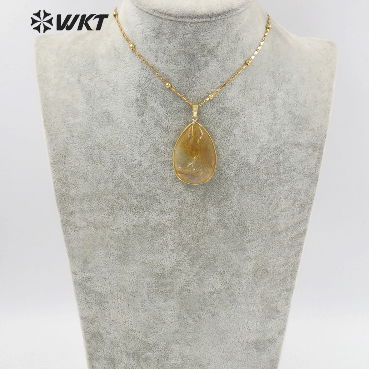 WT-N1344 WKT Fashion Necklace with Natural Stone Necklace Yellow Ruilated Pendant Lady Necklace Gifts Jewelry so Nice