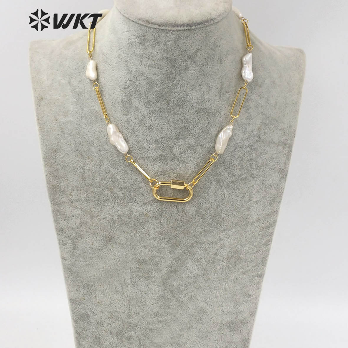 WT-JN133 Newest WKT Exclusive Design Link Chain Mix Pearl Gorgeous Fashion Lady Necklace for Party or Wedding Match Choker