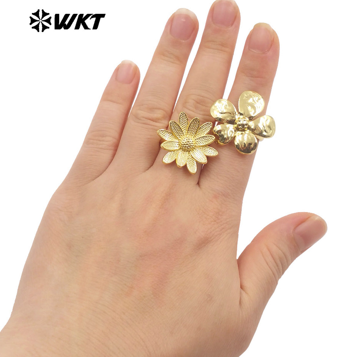 WT-R551 New Arrivals High Quality Unique Fashion Adjustable 18K Gold Plated Full Flower Ring for Lovely Woman As Birthday Gift
