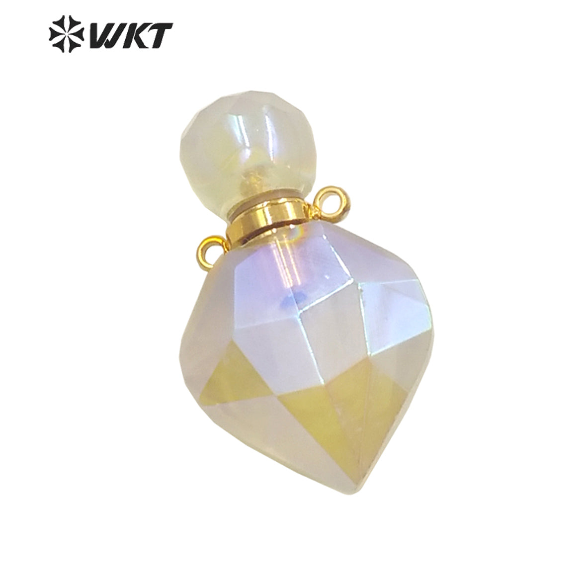 WT-P1713 Amazing Fashion Drop Yellow Citrine Quartz with Aura Coated Charming Lemon Quartz Stone Perfume Bottle Necklace Pendant