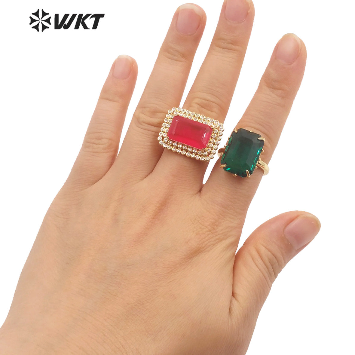 WT-R483 WKT Fashion Design Trendy Gift for Women Colorful High Quality Gorgeous Natural Crystal Stone Ring