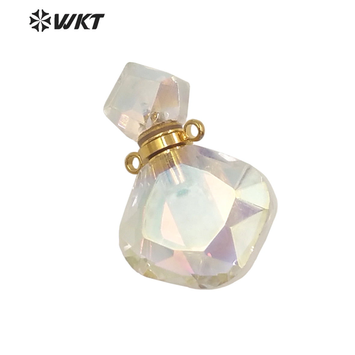 WT-P1674 Amazing Newest Fashion Faceted Cut Angel Aura Quartz Perfume Bottle Pendant for Necklace