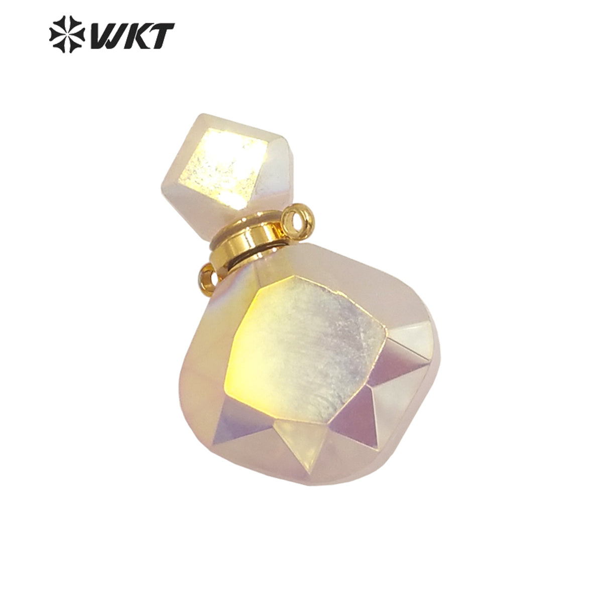 WT-P1675 WKT New Natural Gemstone Rose Quartz Aura Perfume Bottle Jewelry Pendant Lady Elegant Small Charm Stone Perfume Bottle