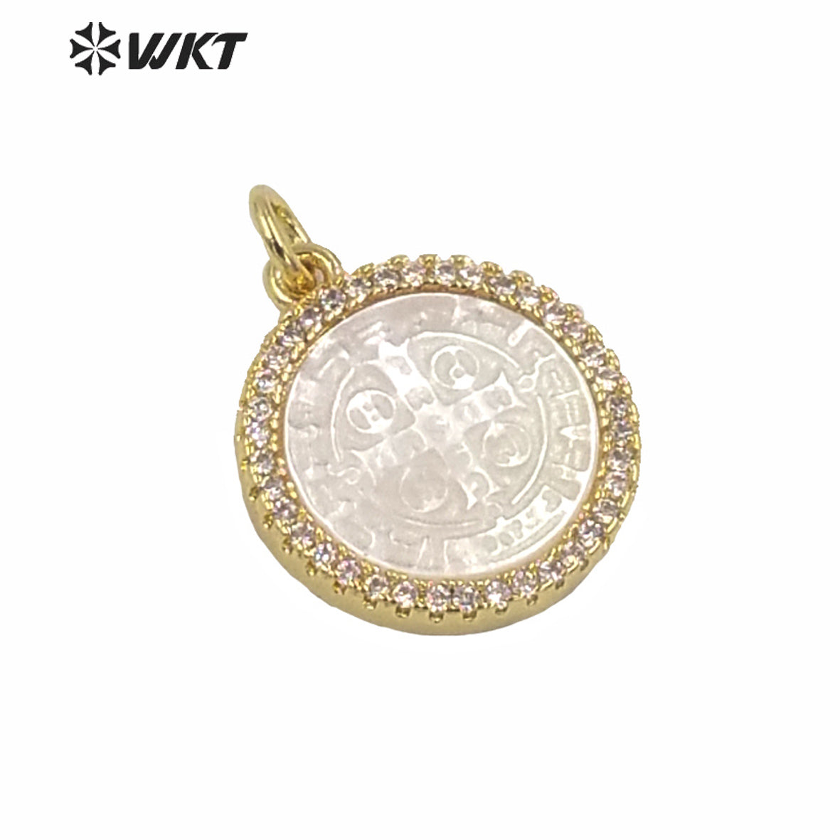 WT-MP163 Wholesale Small Charming Gold Electroplated Metal Jesus Christ Pendant 15mm Tiny Hot Single Loop Gold Charm Pendant