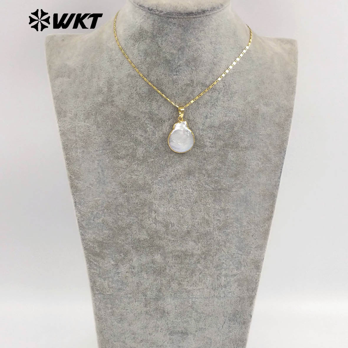 WT-JN347 Simple Style Gold Electroplated Tiny Chain Natural Freshwater Pearl Women Necklace For Daily Wearing Jewelry