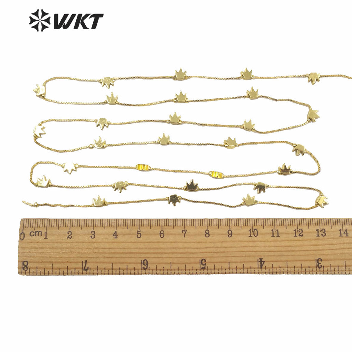 WT-BC134 Fashion 18k Gold Electroplated No Fade Jewelry Findings Chain Necklace Making Diy Brass Chain with Crown Charm Chain