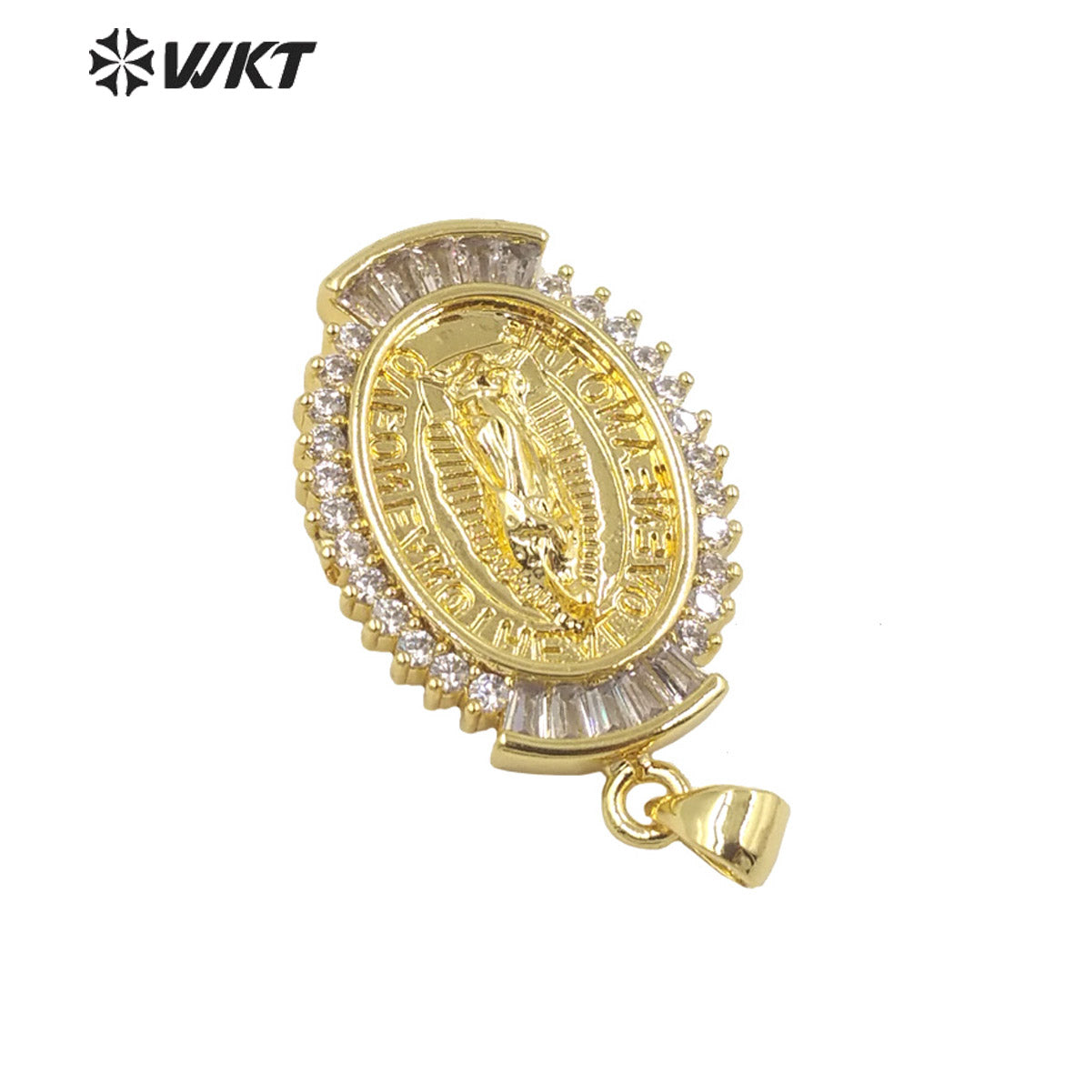WT-MP276 Newest Vintage Style Female Deity Shaped Natural Shell Shell&Cubic Zircon Madonna Design Pendant