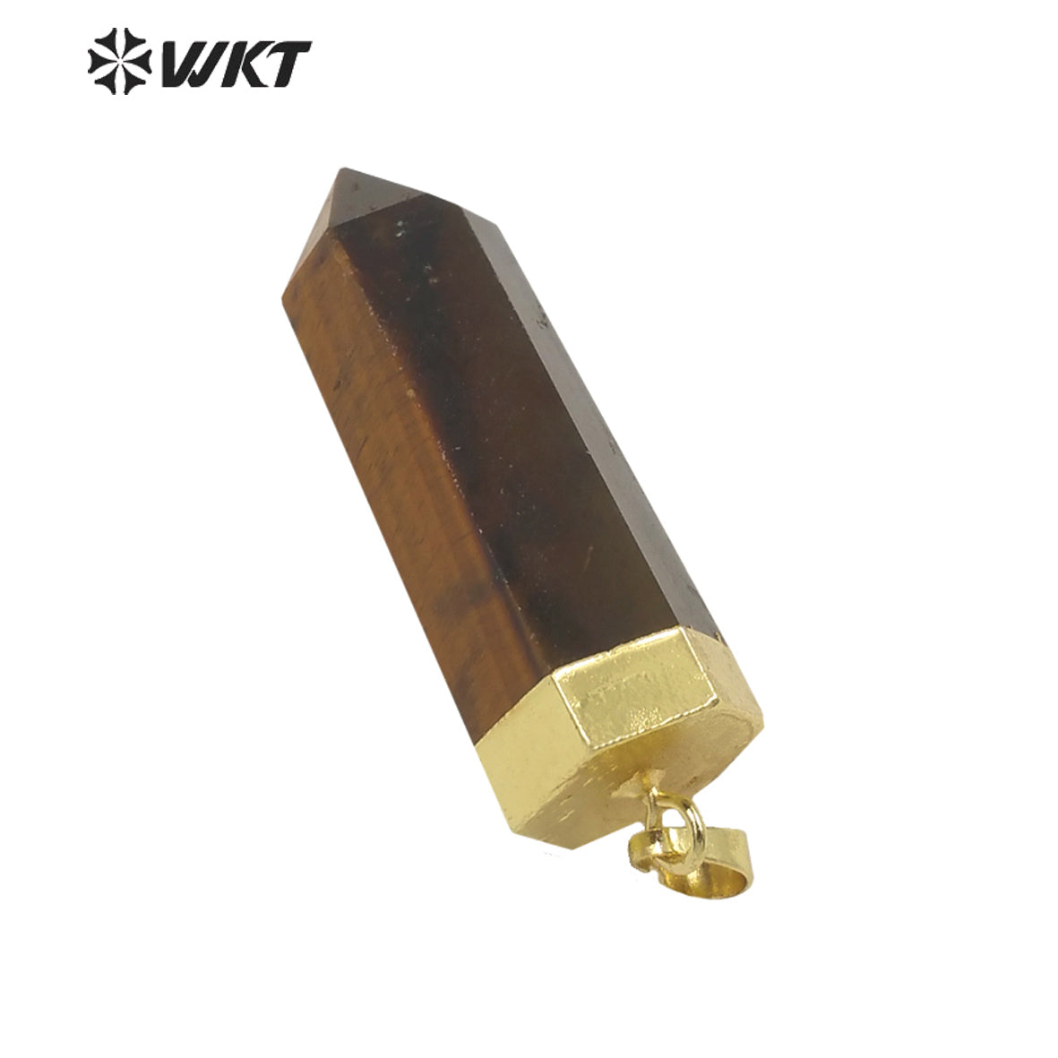 WT-P1717 Wholesale Gold Plated Natural Tiger Eye Stone Pendant Women Gold Healing Spirit Hexagon Jewelry Pendant for Necklace