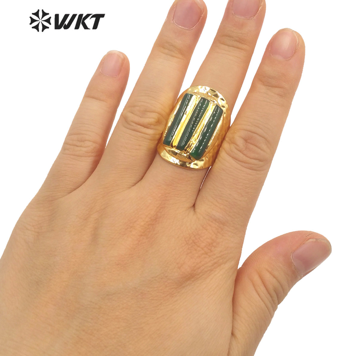 WT-R413 European and American Rings Rock 18k Real Gold Plated Multicolor Gemstone Rings Women's Jewelry Natural Gemstone Rings