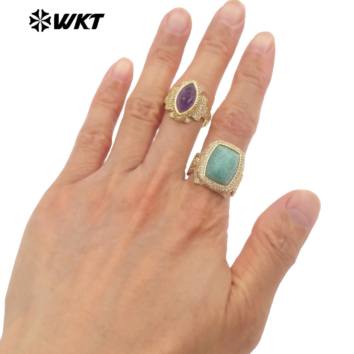 WT-MR034 Special Eye Shape Gemstone Multi Color Can Be Choose Amethyst Lapics Stone Ring for Banquet Party Fine ACC