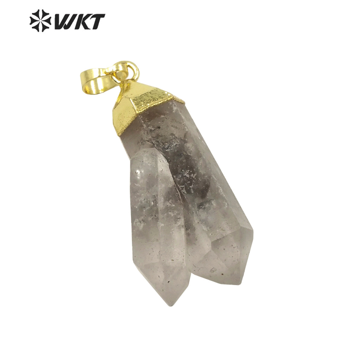WT-P1703 Amazing Healing Natural Raw Crystal Quartz Point Pendant Gold Plated Spirit Quartz Crystal Stone Jewelry Pendant
