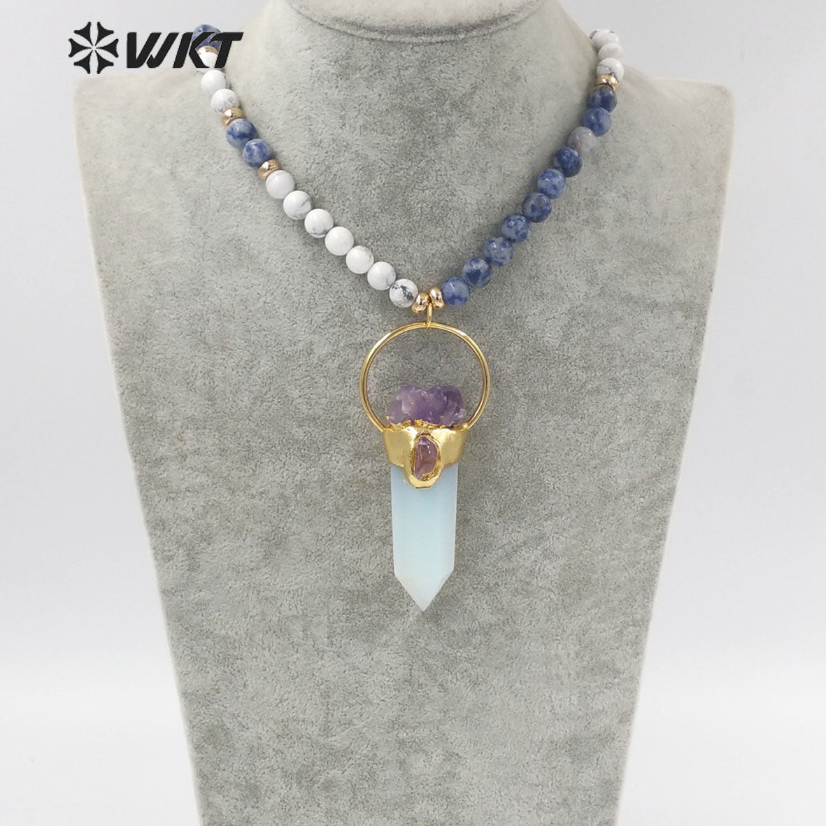 WT-N1339 WKT Fashion Jewelry Hot Style Natural Stone Beads Opal Necklace for Girls Party Pendant Lady Necklace Gift