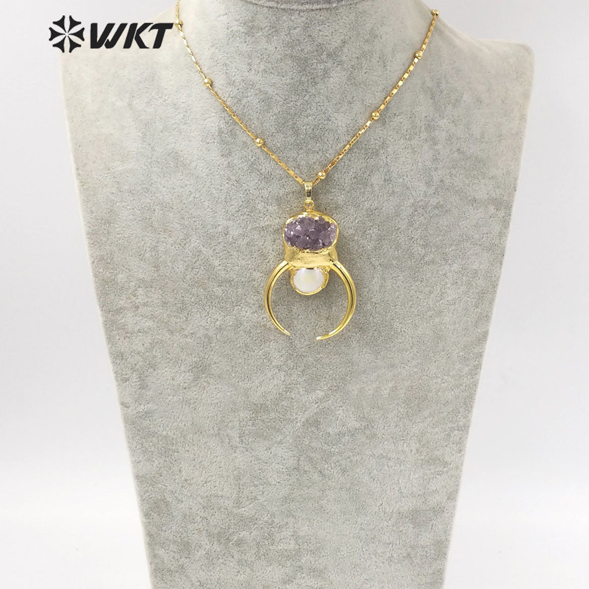 WT-N1323 Beautiful Fashion Amethyst Pearl Elegant and Fine Jewelry Necklace Very Suitable for Party so Nice As a Gift
