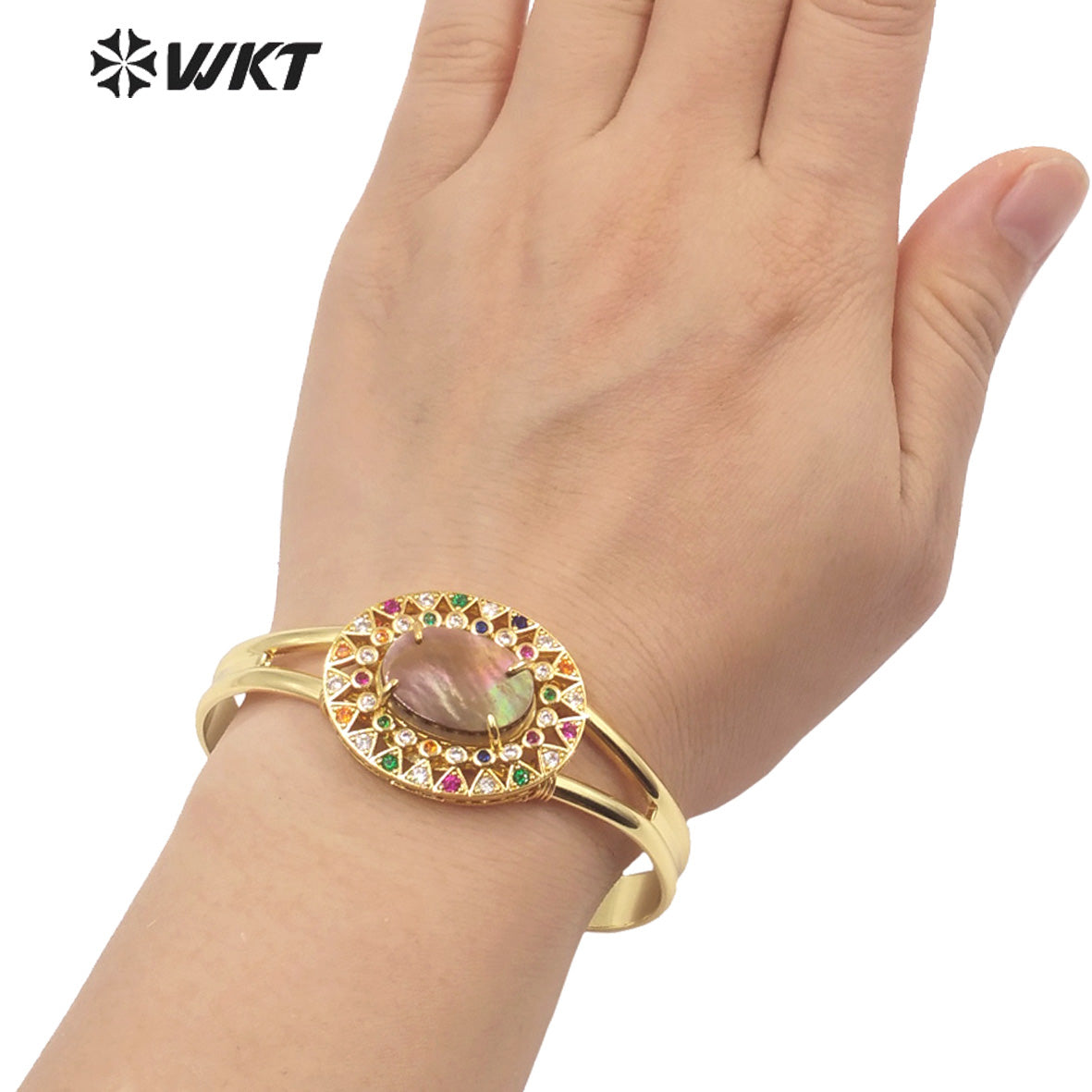 WT-MB126 Gorgeous Enamel Beads Cubic Zircon Women Bracelets Charming Natural Rice Pearl Beads Gemstone Strand Bracelet