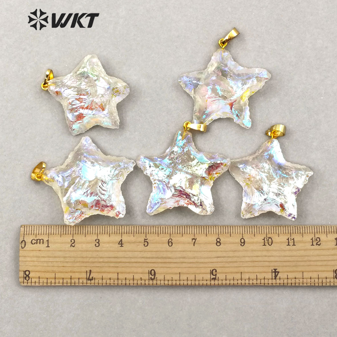 WT-P1885 Amazing Natural Aqua Aura Crystal Quartz Pendant Single Loop Raw Stone Quartz Star Pendant for Necklace Design