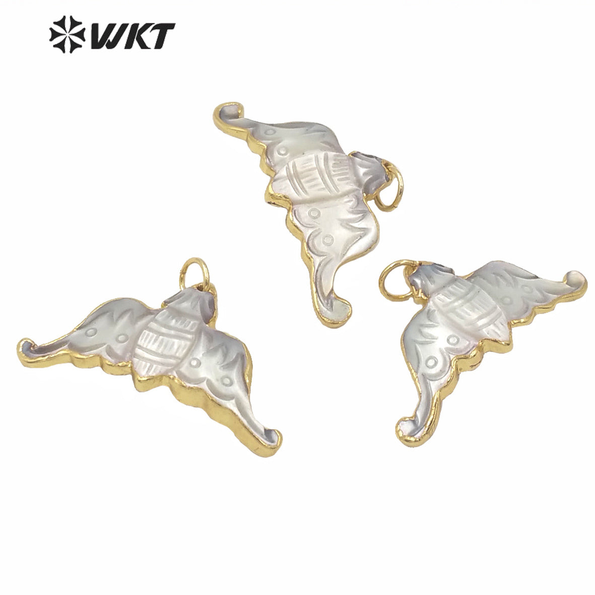WT-JP232 Wholesale Gold Electroplated Mother of Pearl Bat Pendant Gorgeous White MOP Animals Bat Necklace Pendant