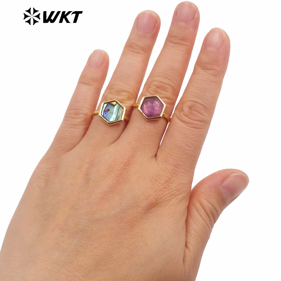 WT-R468 Newest Fashion Trendy Ring 18k Real Gold Plated Round Star Stone Anniversary Women Ring Hot INS Stone Ring