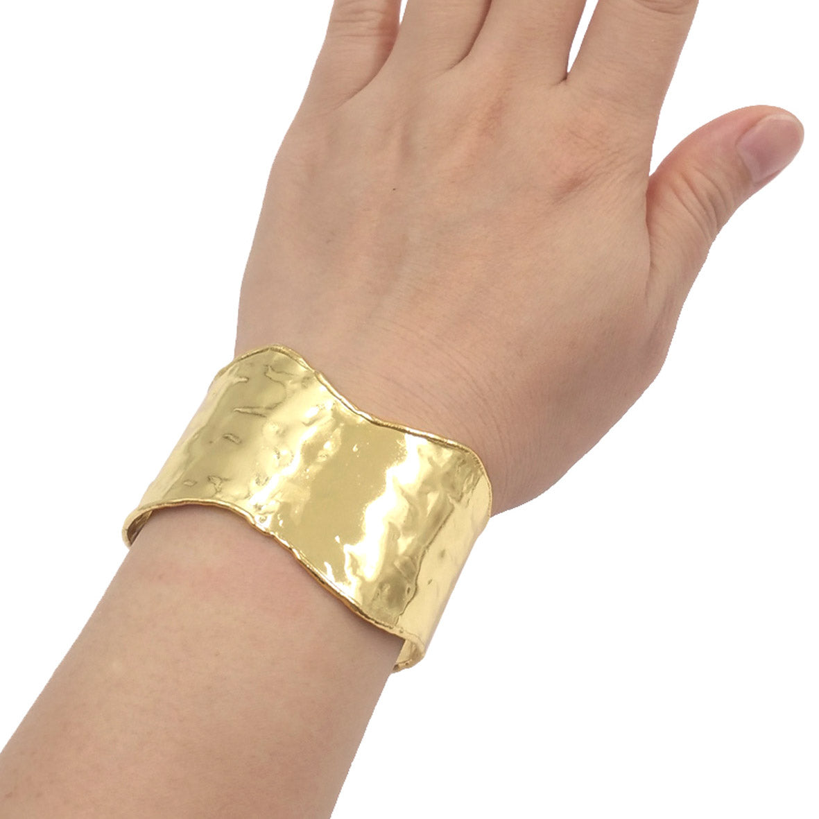 WT-B701 Boutique Yellow Brass 18K Gold Plated Uneven And Smooth Double Designs Women Cuff Bangles For Fashion Patry Jewelry
