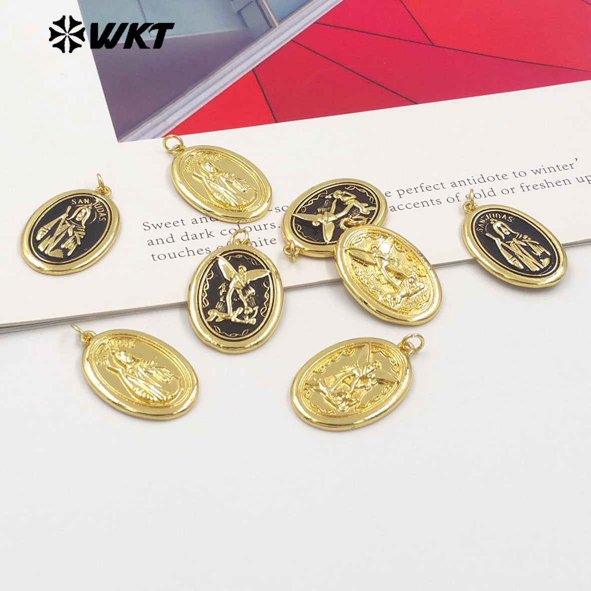 WT-MP292 Wholesale New Design Lovely Kindness 18K Brass Gold Metal Angel Charms Necklace Pendants