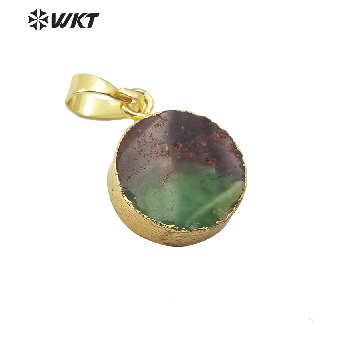 WT-P1509 Wholesale Natural Australia Chrysoprase Stone Pendant for Lady Gift Fashion Charm Jewelry Round Green Stone Pendant