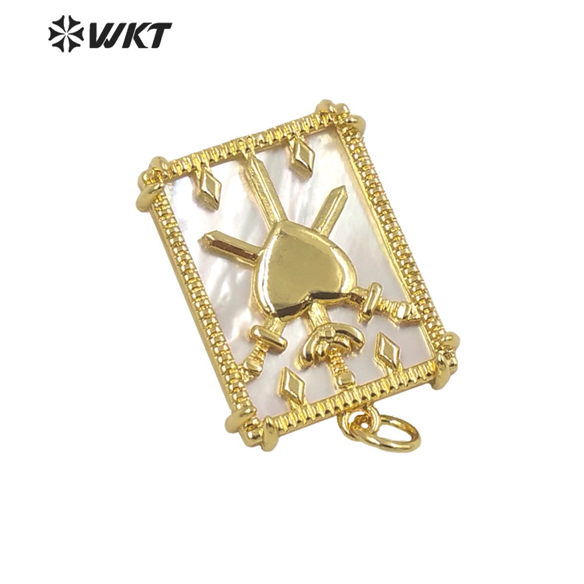 WT-MP220 Wholesale Fashion Popular Symbolic 18k Real Gold Plated Sun and Moon Pendant Small Size White Shell Back square Pendant