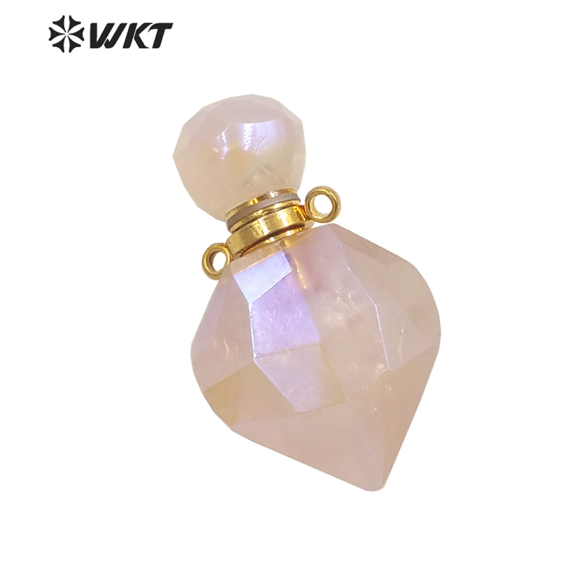 WT-P1712 Wholesale Fashion Gold Women Popular Aura Rose Quartz Perfume Bottle Elegant Small Drop Shape Essencial Oil Bottle