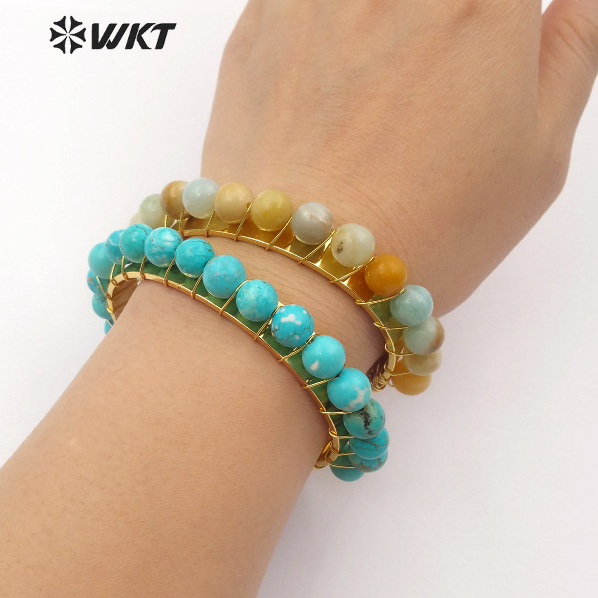 WT-B479 Wholesale Jewellery Lady Gold Bangles Natural Stone Bangles Choice of Various Styles Gift Priority