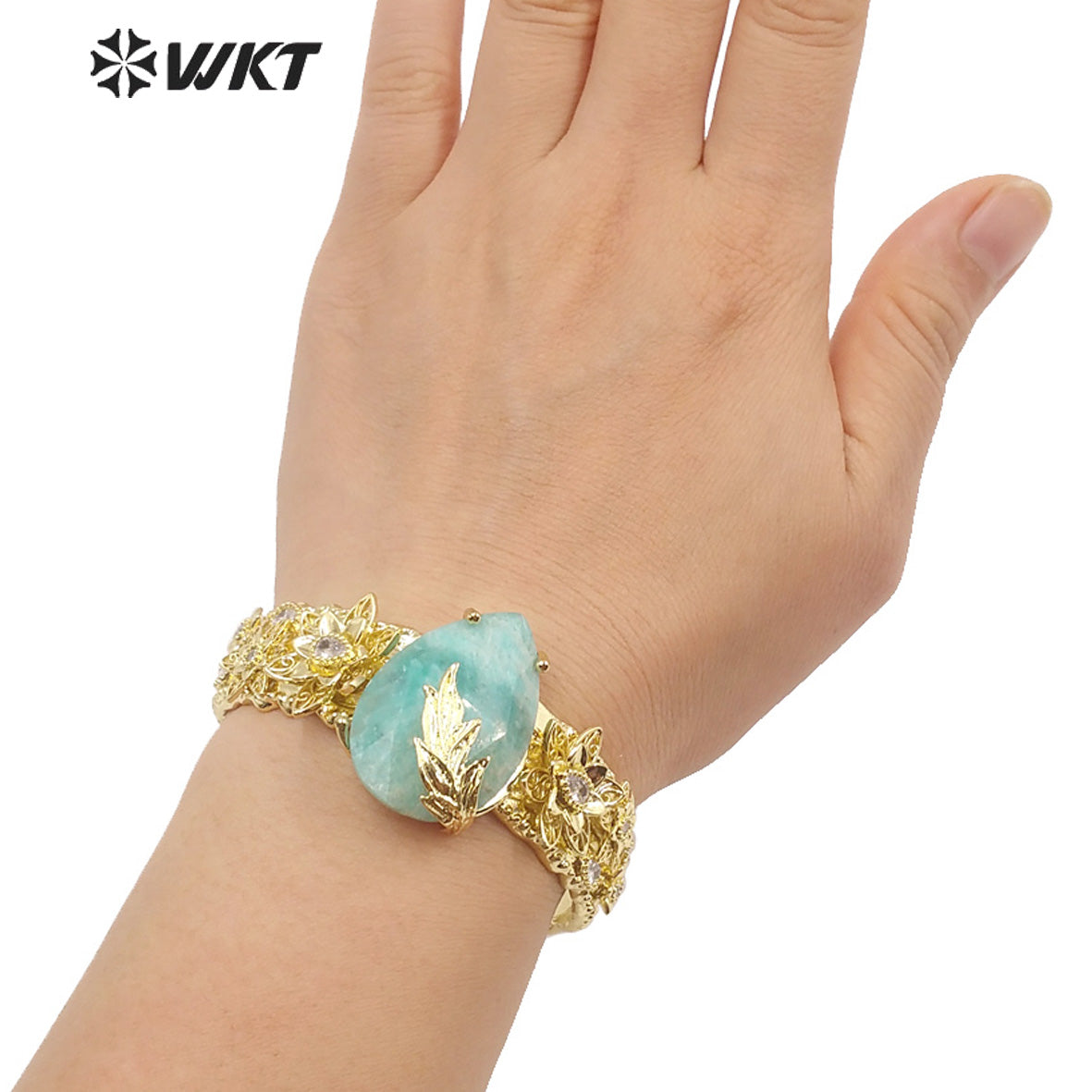 WT-B641 WKT Lovely Fashion Drop Design Trendy Gift for Women Gemstone C Shaped Natural Colorful Gemstone Bracelets