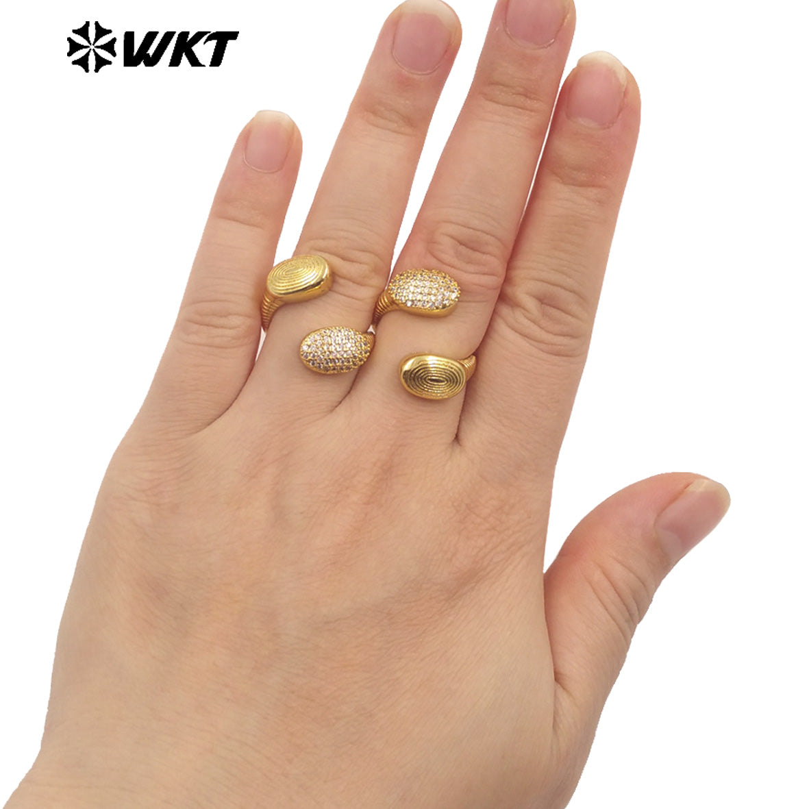 WT-MR032 Wholesale Fashion Gold Plated Resist Tarnishable Cross Unique Micropave Cubic Zircon Anniversary Ring