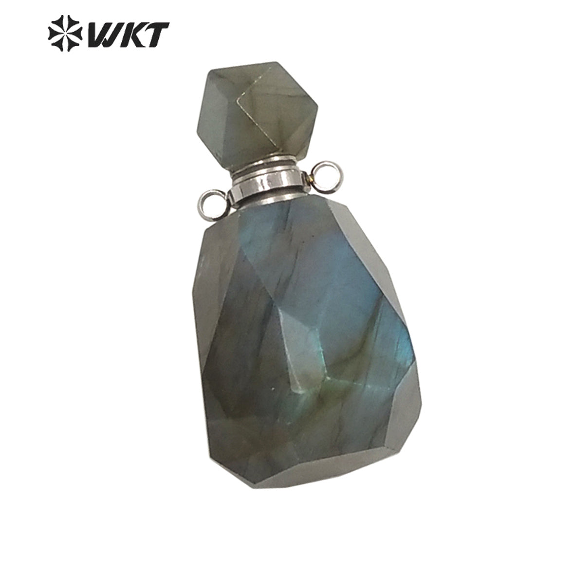 WT-P1627 Gorgeous Natural Faceted Flash Labradorite Perfume Bottle Pendant for Women Esencil Oil Bottle Jewelry Pendant