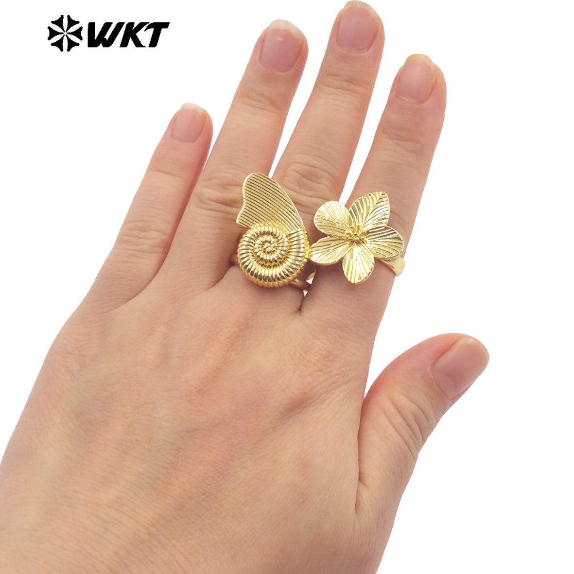WT-R549 Hot Sale Uniquely Esigned Stylish 18K Real Gold Plated Irregular Shell Shape Ring Perfect for Daily and Party Decoration