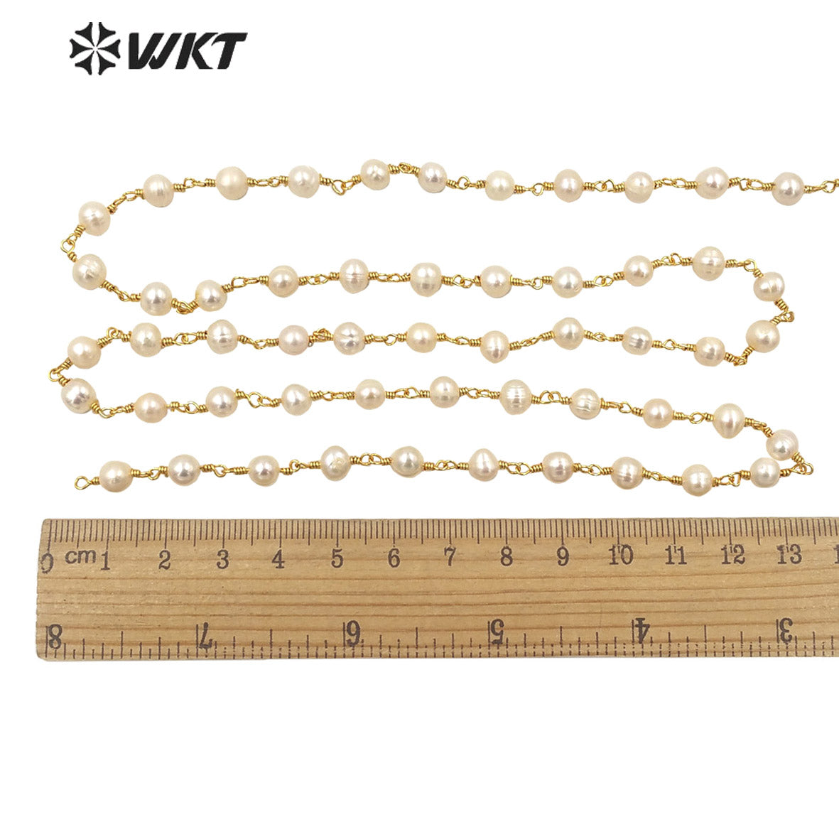 WT-RBC032 WKT Wholesale New Fashion Brass Color 5-6mm Freshwater Pearl Rosary Chain