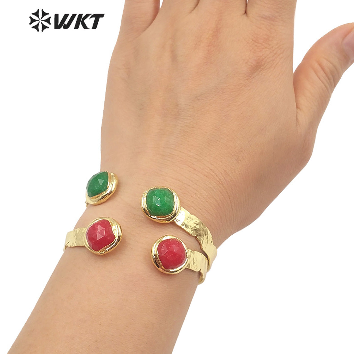 WT-B640 WKT Lovely Fashion Design Trendy Gift for Women Gemstone C Shaped Natural Colorful Gemstone Bracelets