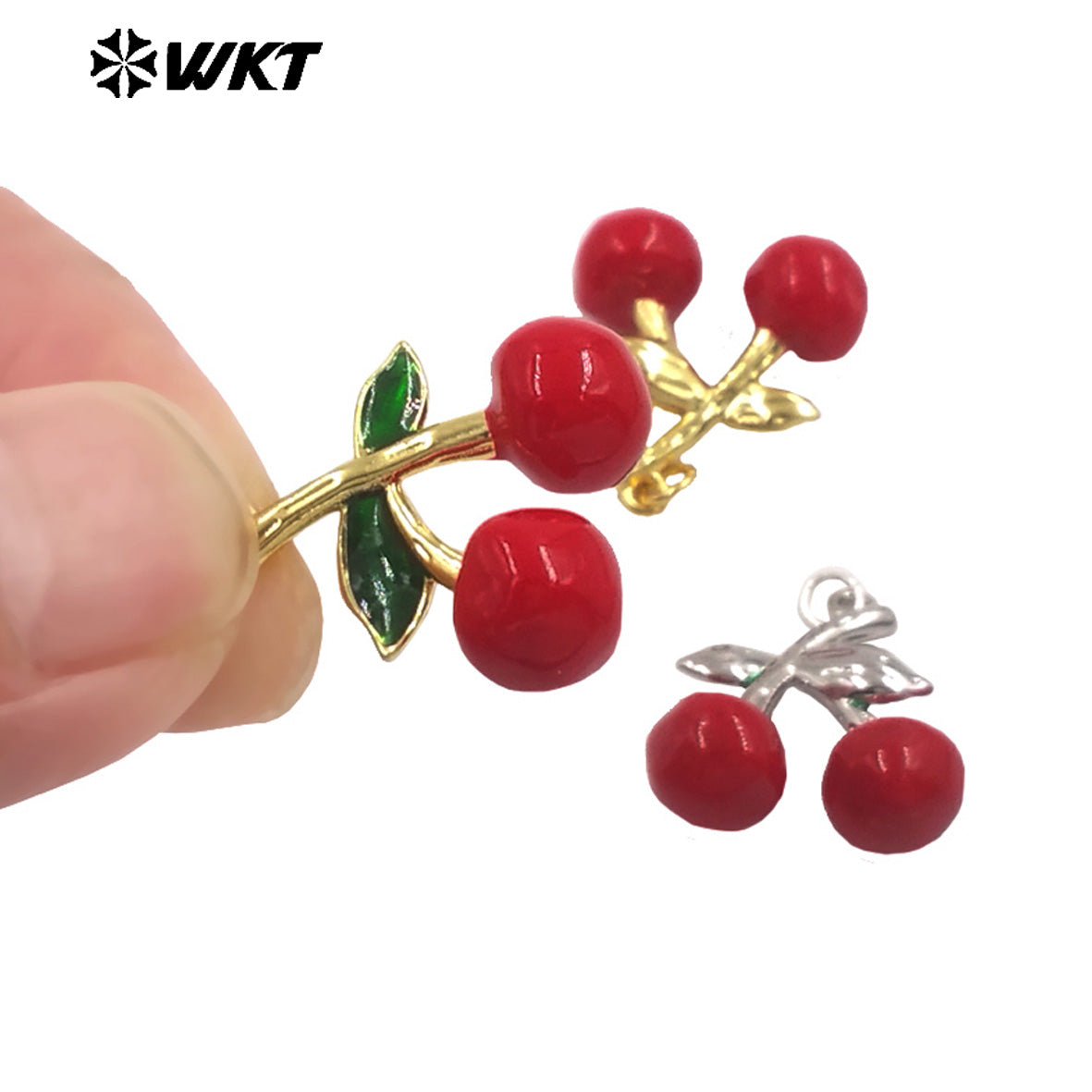 JFE155 Lovely Design Double Cherries Little Pendant Silver Gold Plated Ladies Jewelry Accessory for Handmade Good Quality