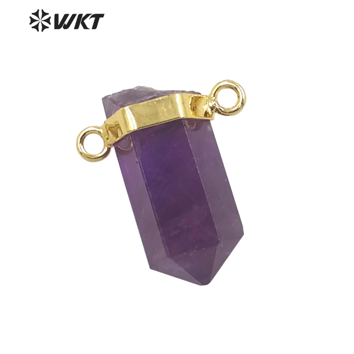 WT-P1763 Graceful Double Loops Hexagonal Cylinder Natural Stone Pendant Energy Citrine Crystal Pillar Pink Quartz Amethyst
