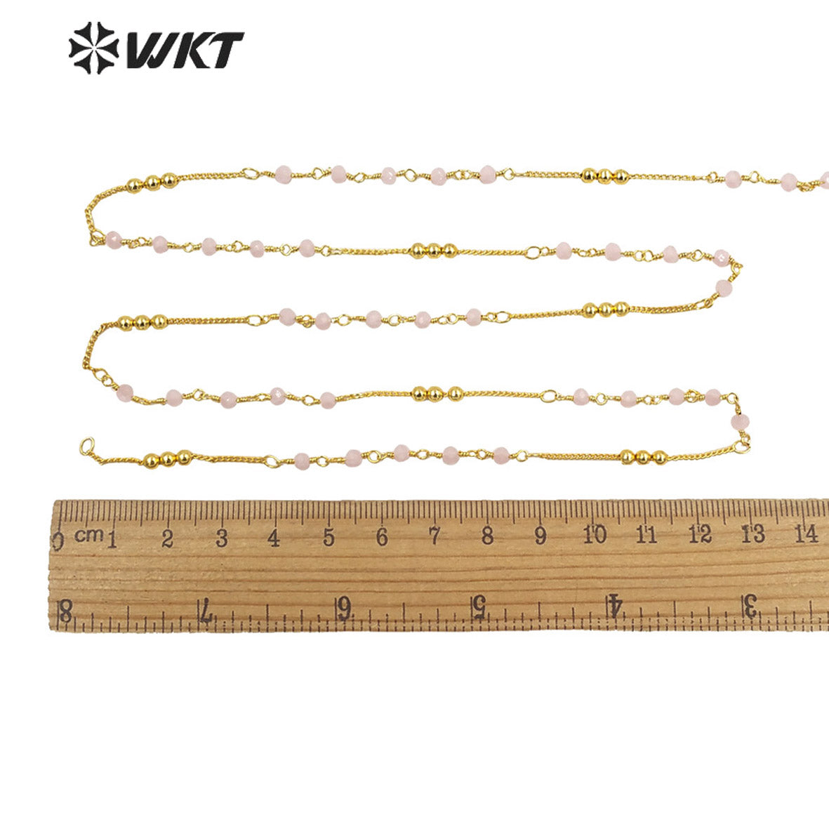 WT-RBC198 WKT New Design Fashion Gold Plated Satellite Beads Handmade Jewelry Design Brass Chain for Necklace Women Link Chain