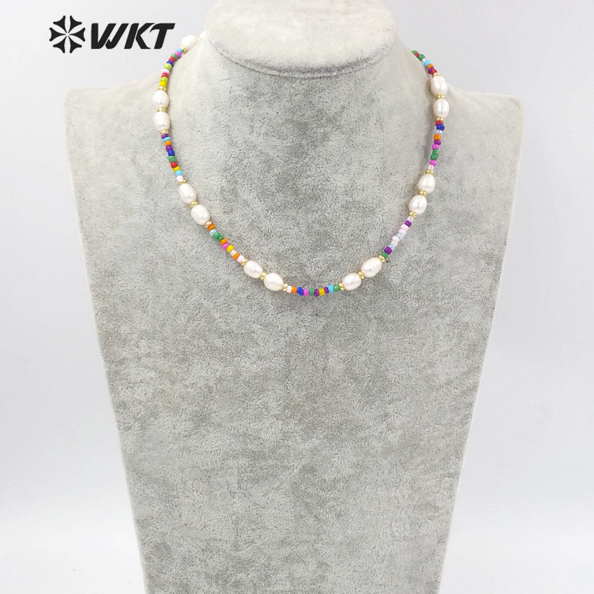 WT-JN198 Elegant Fashion Handmade Strand Beads Pearl Necklace Office Style Chic Colorful Tiny Beads Necklace